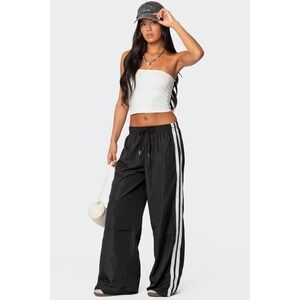 Edikted Fauna Nylon Wide Leg Track Pants S12894 Womens Medium NWT